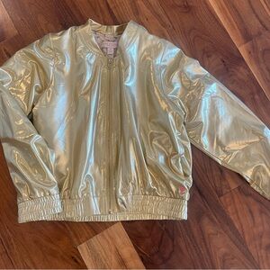 Pink Chicken Metallic Bomber Jacket